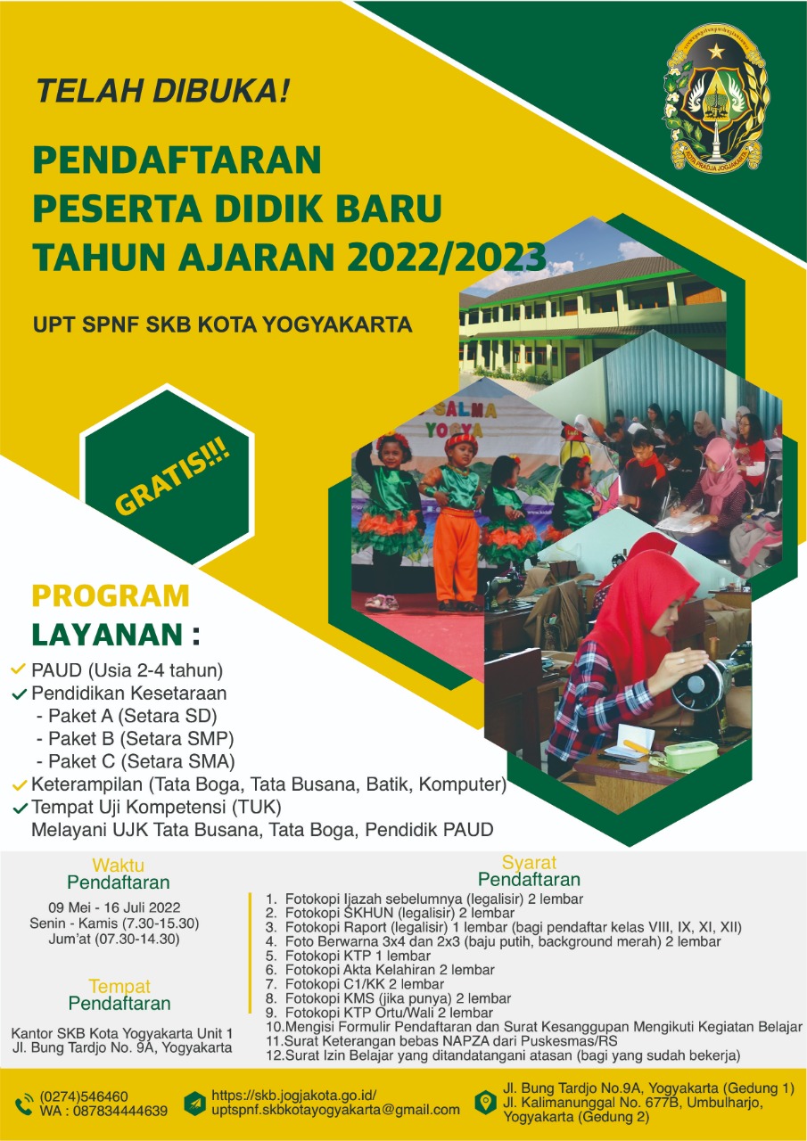 Informasi PPDB Paket A, B dan C SKB Kota Yogyakarta
